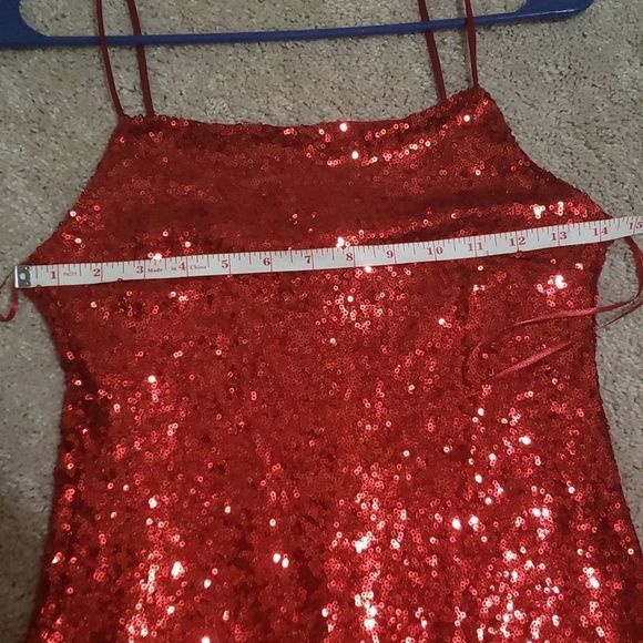 Red Mini Sequins Dress - Picture 7 of 9